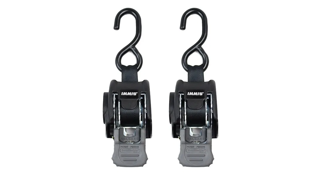 F106877 – IMMI Tie Down Strap, Boat Transom 6 Foot Length x 1 Inch Width With Retractable Ratchet 466 Pound Load Capa...